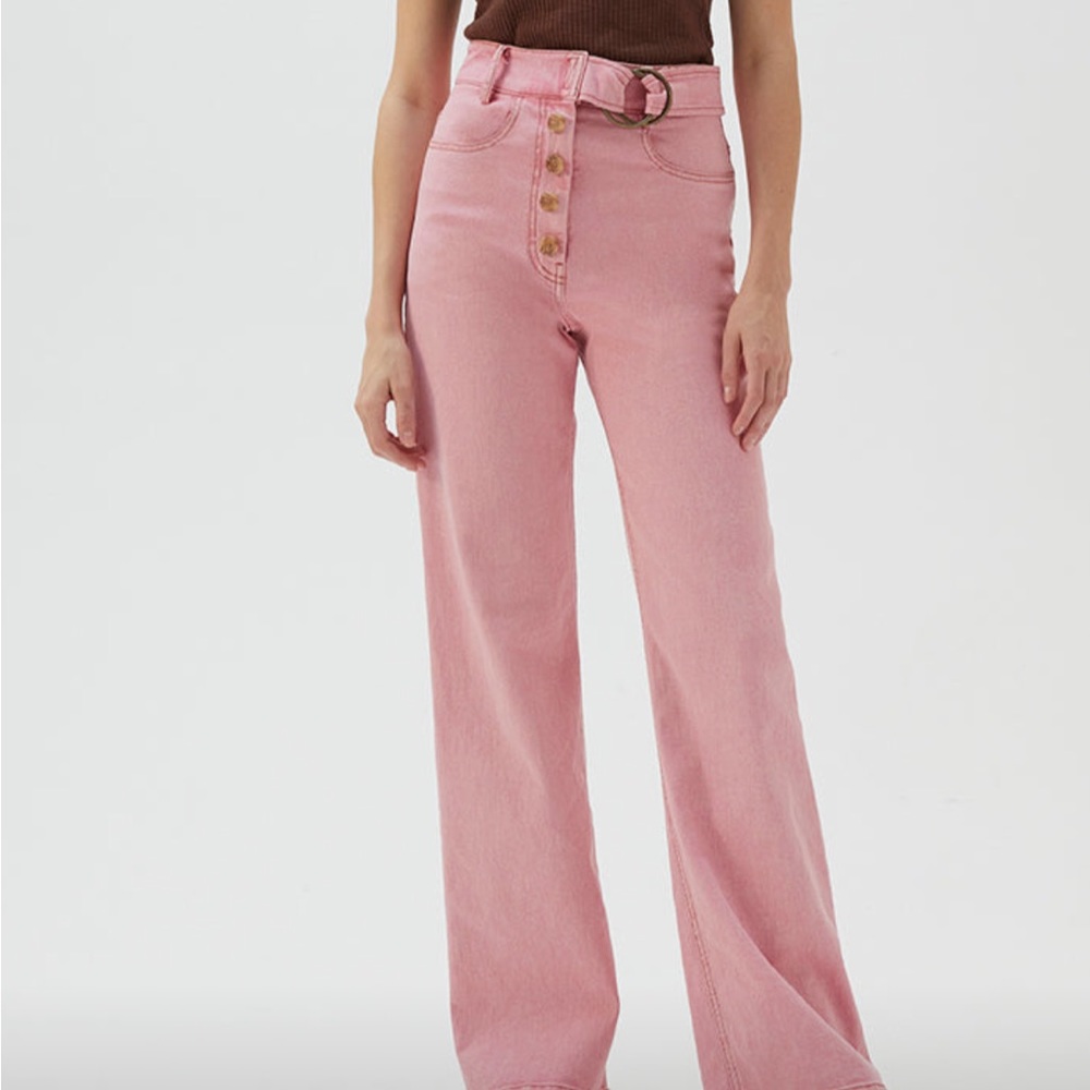 Rejina  Pyo Belted High Rise Wide leg Jean UK 10